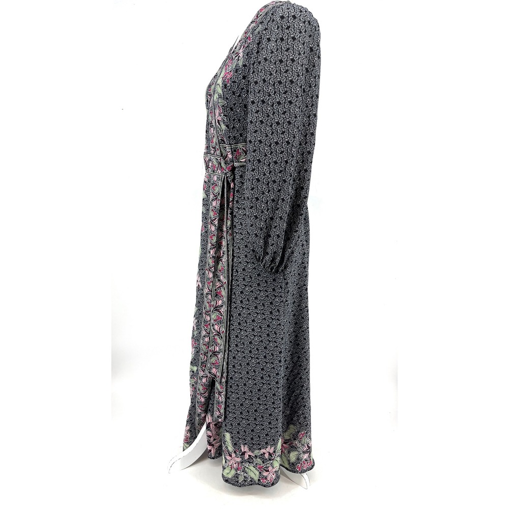 MAX STUDIO LONDON Floral Print Wrap Maxi Dress Long Sleeve‎ V Neck Belted (S) - Picture 3 of 9